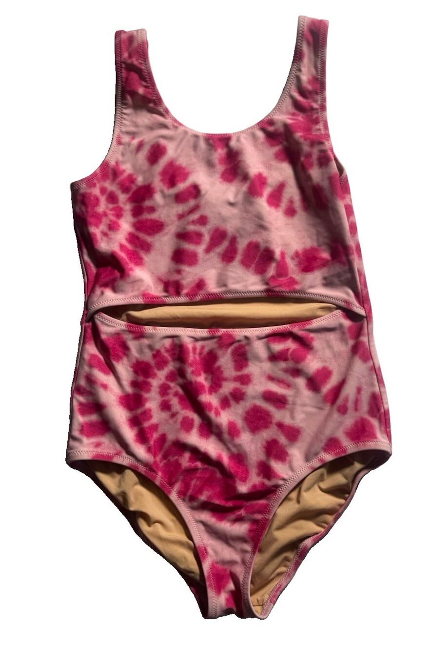 crewcuts Girls Pink Tie Dye Cutout One Piece Swimsuit Size 12
